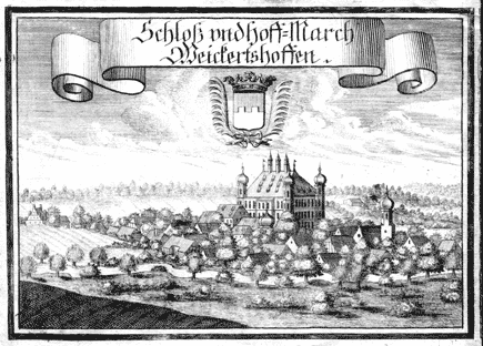 "Schloß und Hoff=March Weickertshoffen" Stich von Michael Wening, um 1700